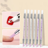 Dual-ended Silicone Quartz Nail Art Brush Rhinestone Acrylic Handle Decorations Powder Foil Nail Pen Brush Cuticle Remover Tools